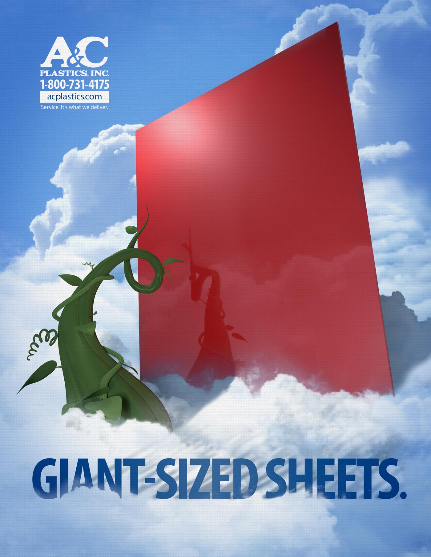 A&C Plastics, Inc., Giant-Sized Sheets - print ad by Tidal Wave Marketing